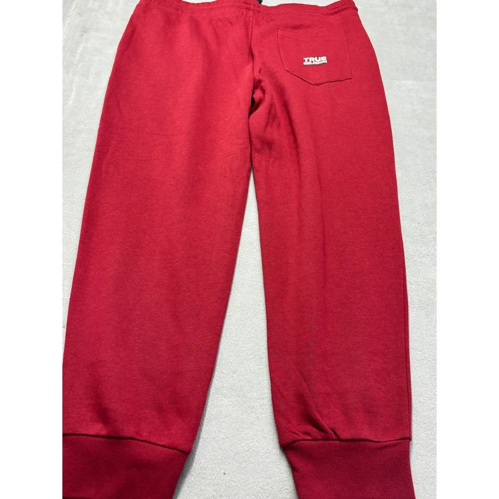 True Religion Hit Jogger Mens XXL Red Dahlia Graphic Fleece Sweatpants 108223
